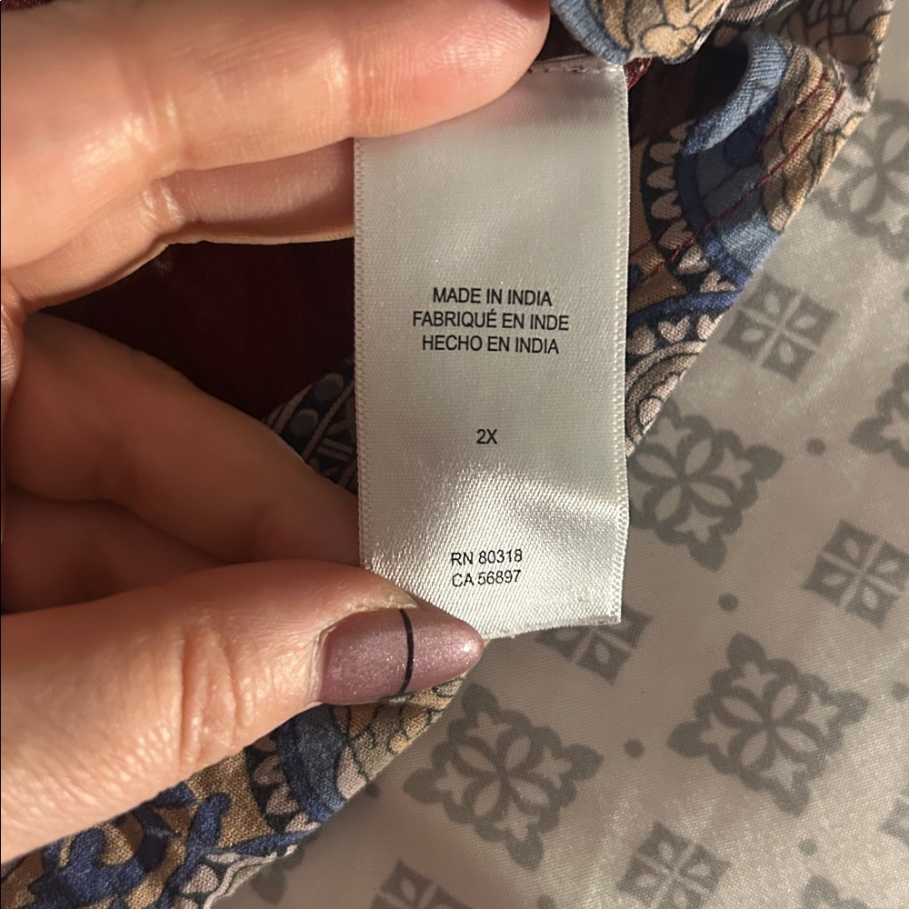 Lucky Brand Red and Blue Floral Blouse - 2X - Picture 5 of 6
